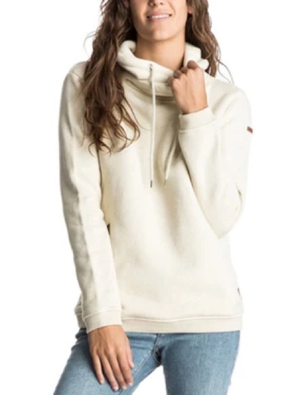 Roxy Cream Cowl Neck Drawcord Pullover